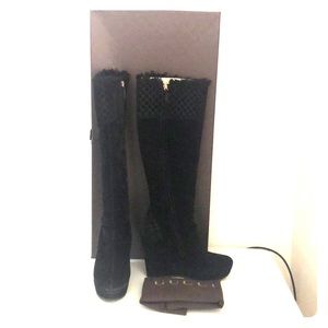 Gucci Suede Wedge Boots